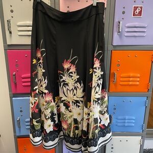 Soft Surroundings Black and Cream A-Line Midi Skirt Cocktail